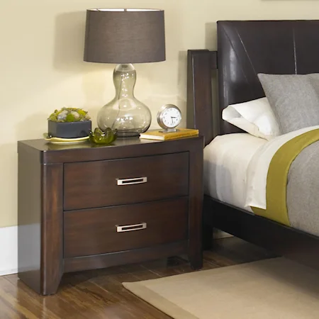 Contemporary Espresso 2-Drawer Nightstand